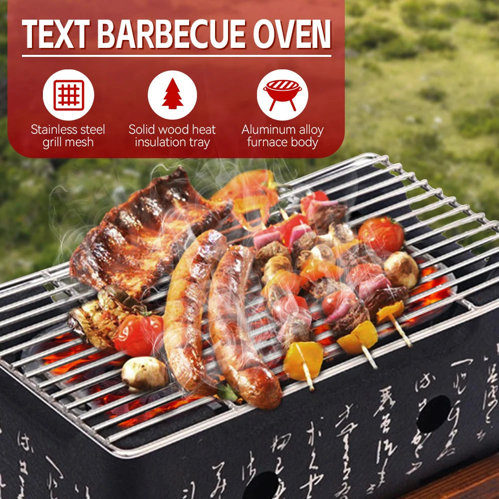 Portable BBQ Grill Korean Japanese Carbon Furnace Barbecue Stove Charcoal Cooking Oven Tool Indoor Outdoor Reusable Grill Box
