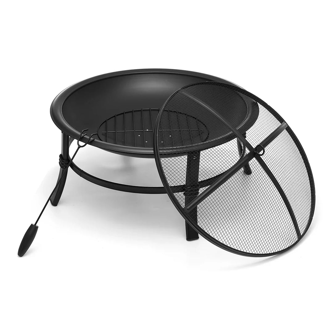 Metal Outdoor Fire Pit Wood Burning Round Backyard Patio Stove Firepit W/ Cover