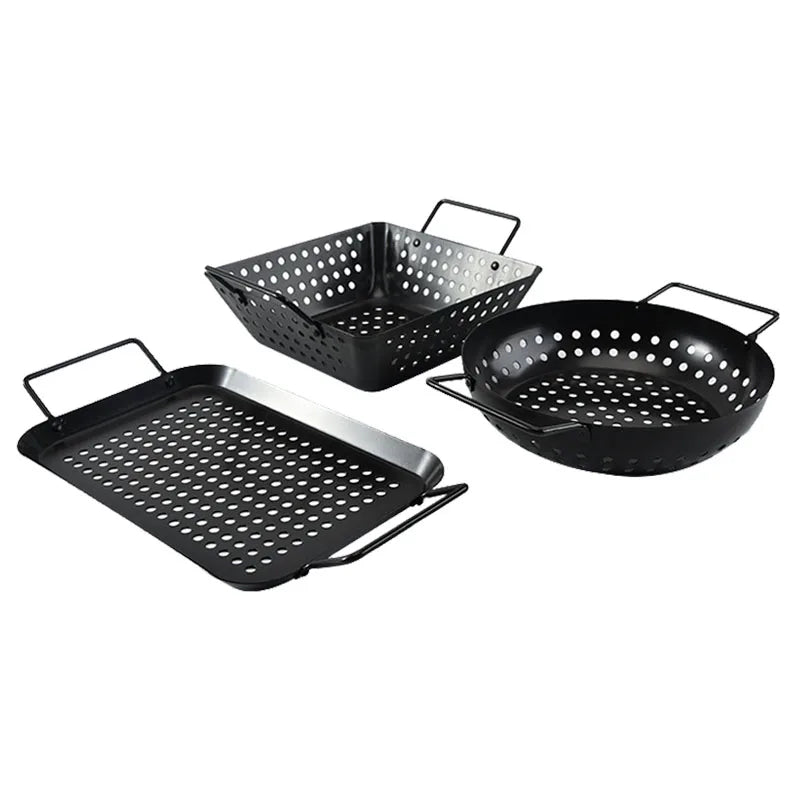 Portable Non-Stick Stainless Steel Barbecue Grill Charcoal Grill Plates Trays Home Park Picnic Outdoor Camping Stove Equipment