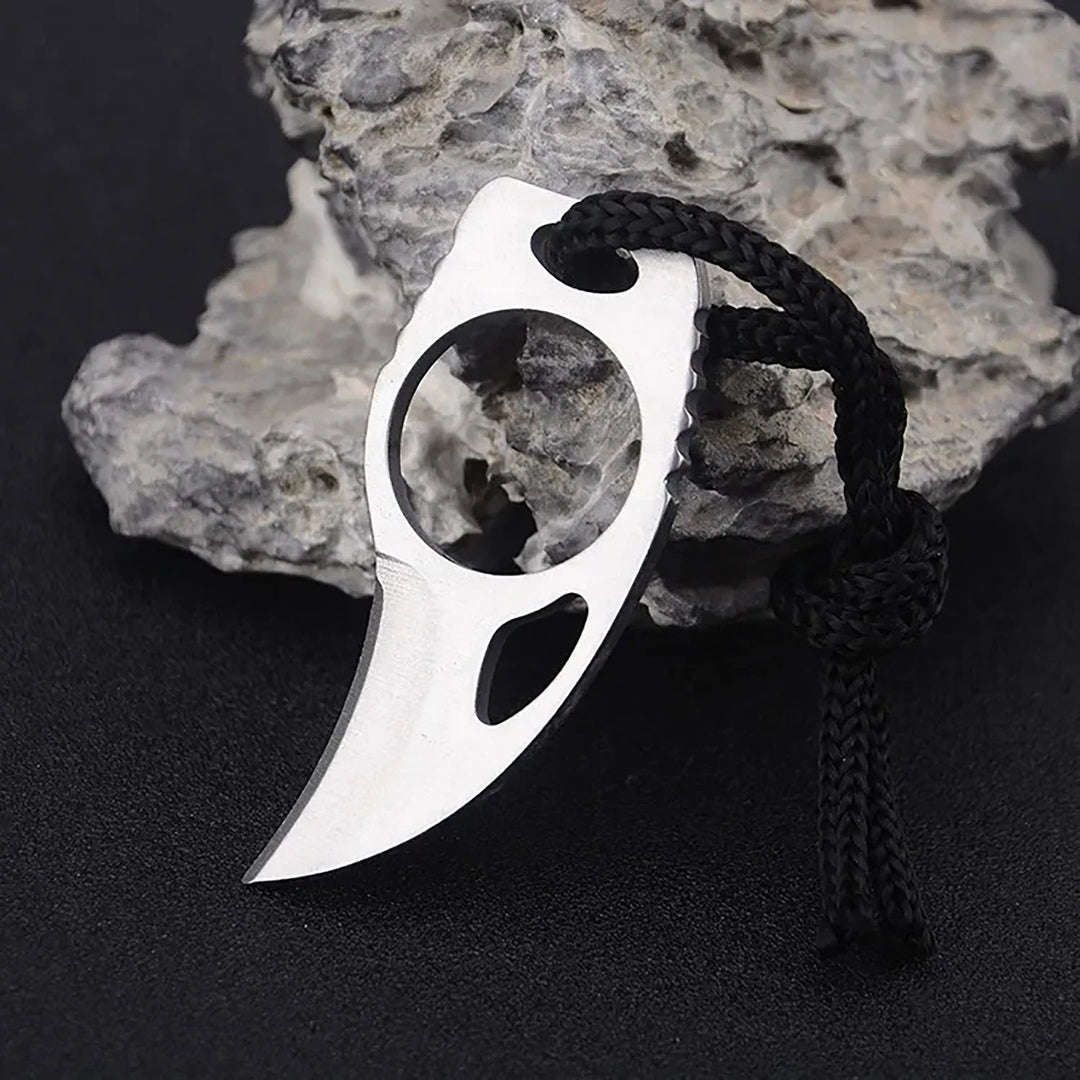 New Mini Knife with Leather Sheath Handmade Ring Self-defense Pendant Outdoor Camping Handy Multiuse Knife Outdoor Survival Tool