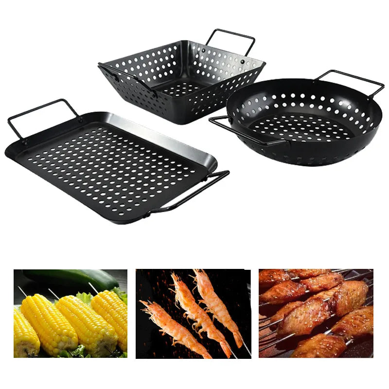 Portable Non-Stick Stainless Steel Barbecue Grill Charcoal Grill Plates Trays Home Park Picnic Outdoor Camping Stove Equipment
