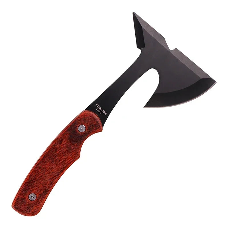 New multifunctional axe with wooden handle for chopping firewood, multi-purpose hand axe for outdoor camping and survival