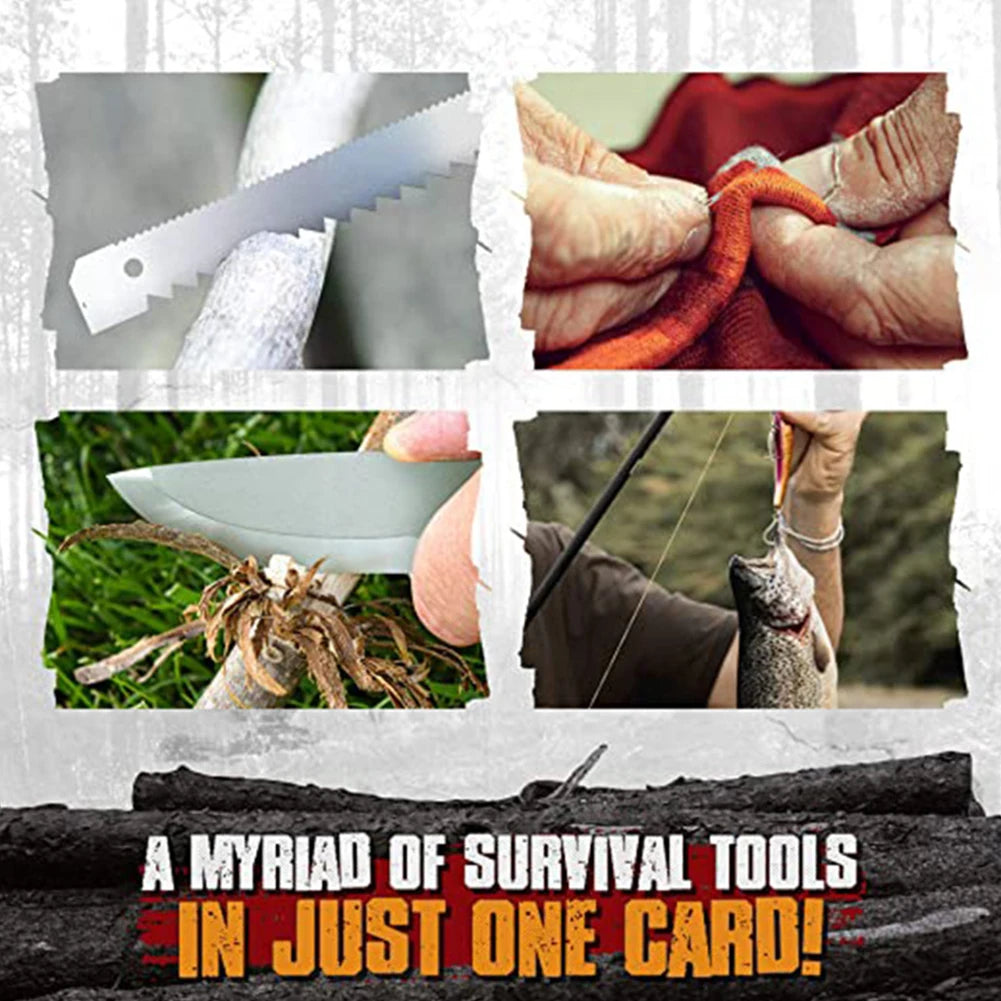 Outdoor EDC Survival Fishing Hook Card Stainless Steel Camping Hiking Tool Cards Multifunction Tool Card EDC Camping Survival
