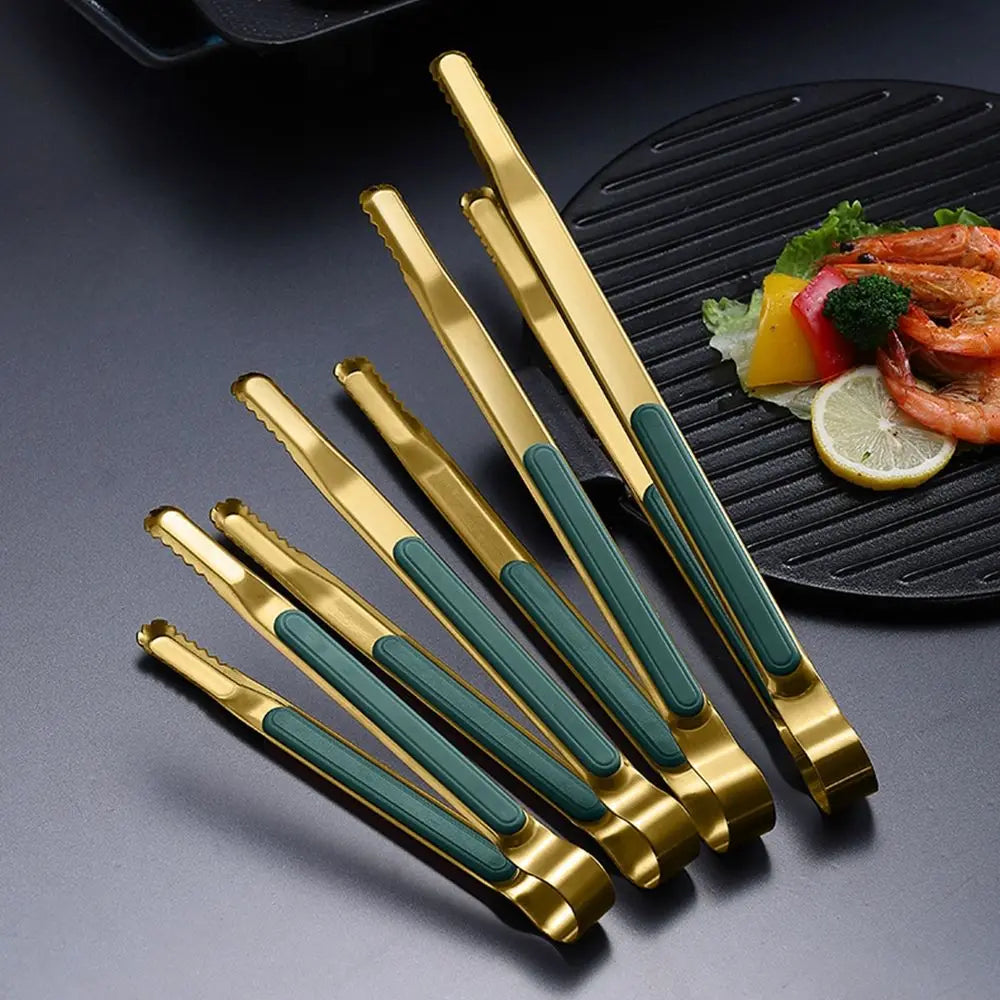Non-Slip Gold Steak Clamps Cooking Utensils Serving Tongs Bread Clips BBQ Tools Food Tongs Grill Tongs Kitchen Accessories