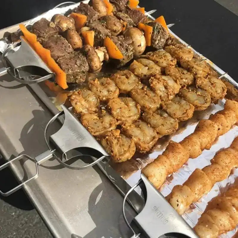 Stainless Steel Barbecue Skewer 3 Way Grill Skewers Skewers Barbecue Reusable Grill BBQ Utensil Outdoor Camping Picnic  Accessor