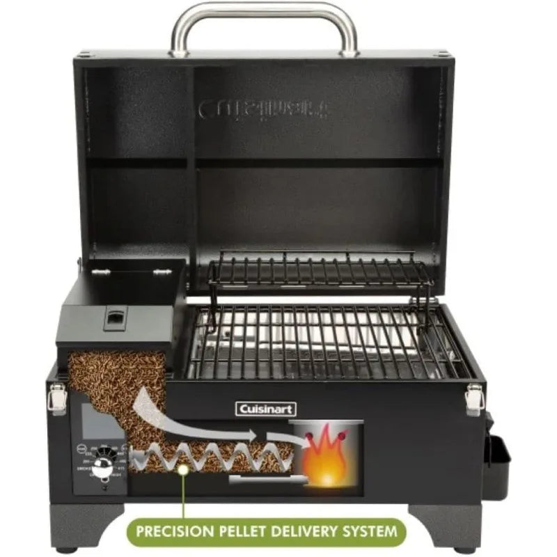 Cuisinart CPG-256 Portable Wood Pellet Grill and Smoker, Black and Dark Gray