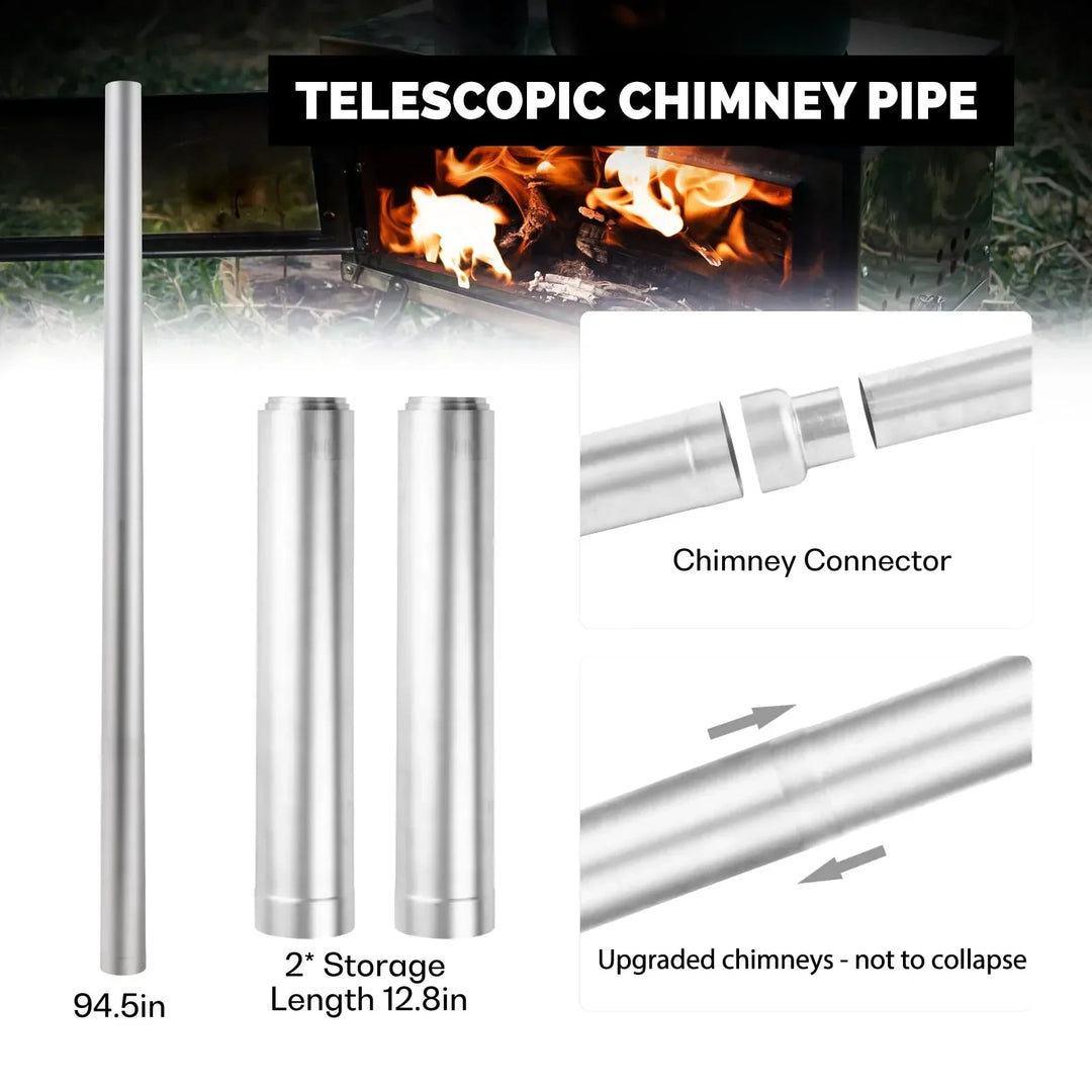 CHANGE MOORE Portable Outdoor Camping Wood Stove Barbecue Stove Grill Camping Accessories with Detachable Chimney，Fast Delivery
