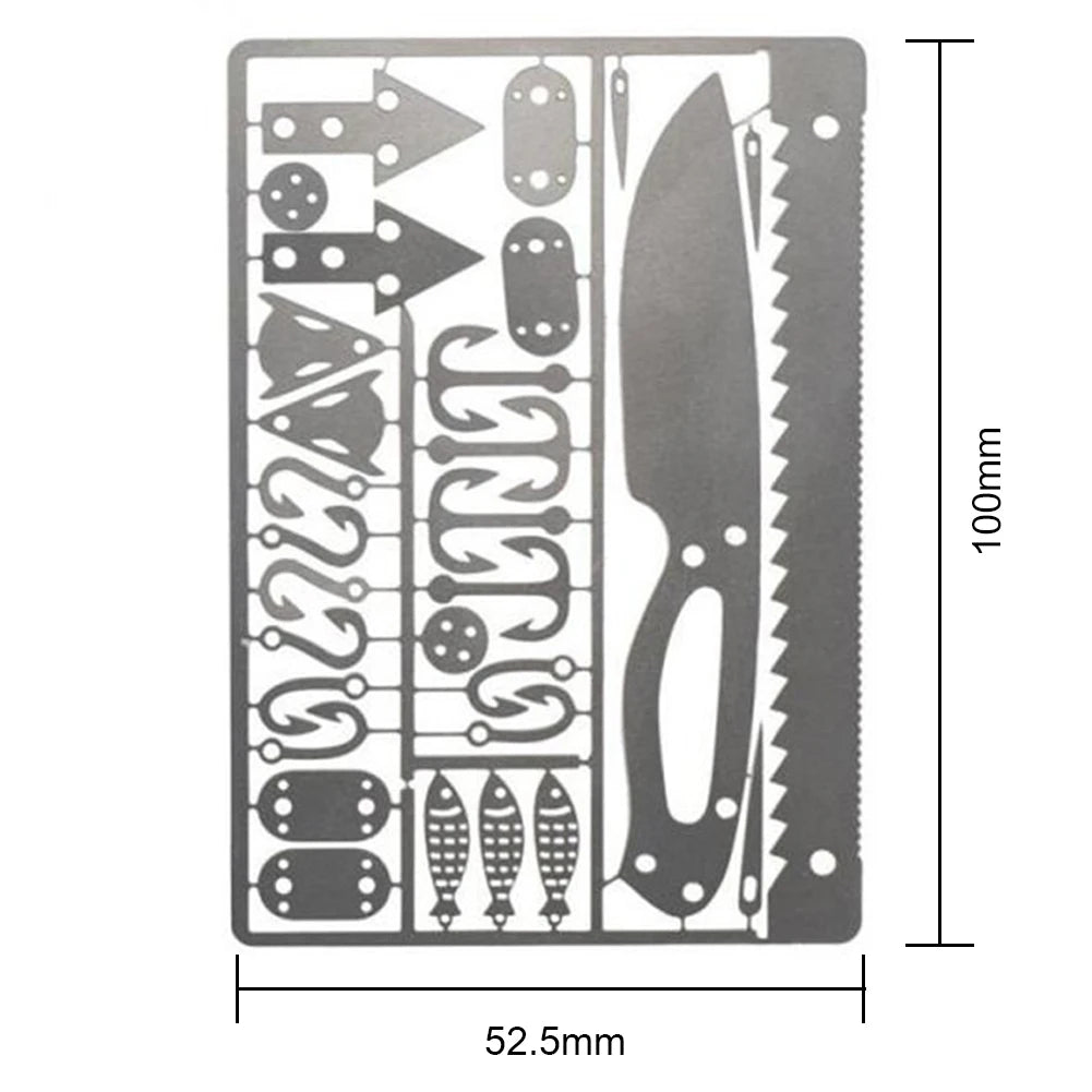 Outdoor EDC Survival Fishing Hook Card Stainless Steel Camping Hiking Tool Cards Multifunction Tool Card EDC Camping Survival