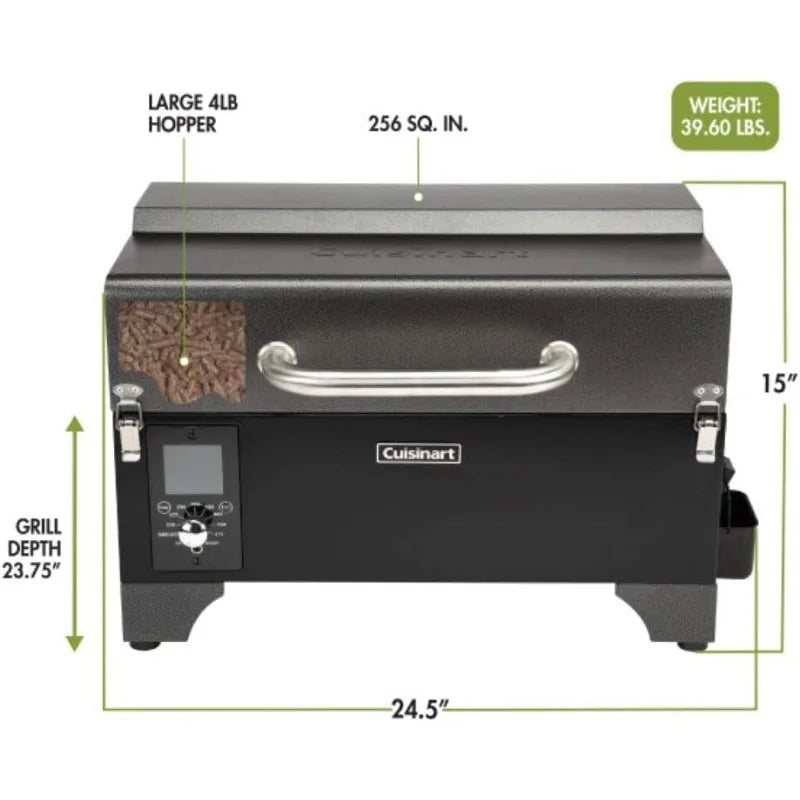 Cuisinart CPG-256 Portable Wood Pellet Grill and Smoker, Black and Dark Gray
