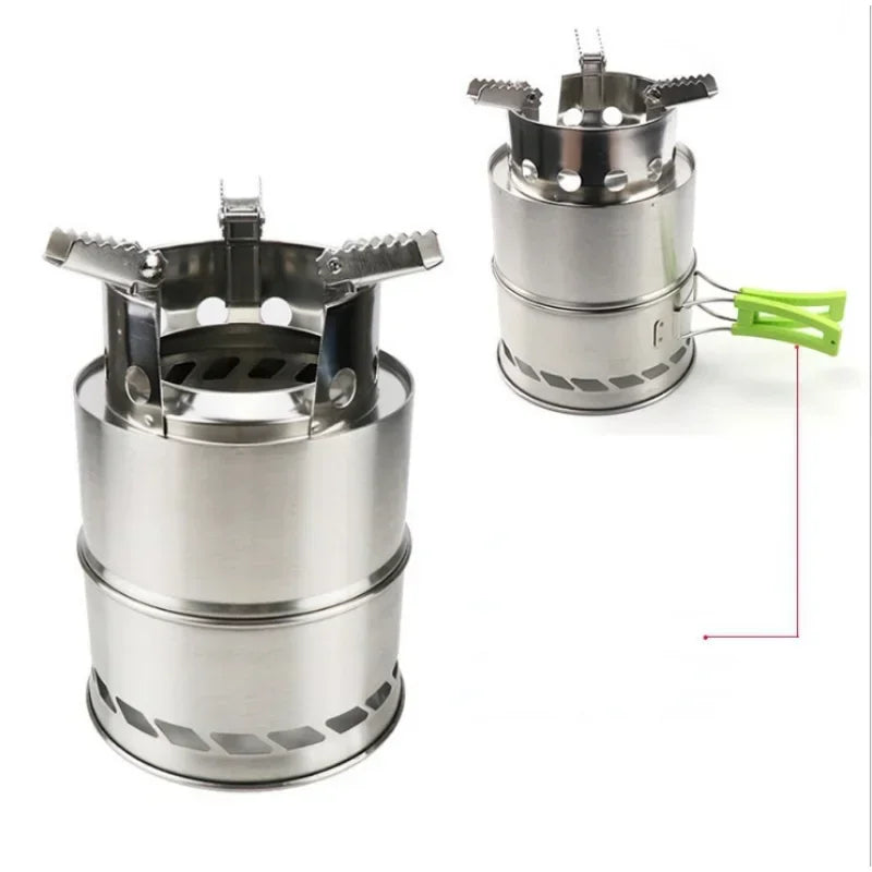 Camping Wood Stove Equipment Stainless Steel Portable Fire Heater Outdoor Tourist Burner Charcoal Grill Cooking  Stove