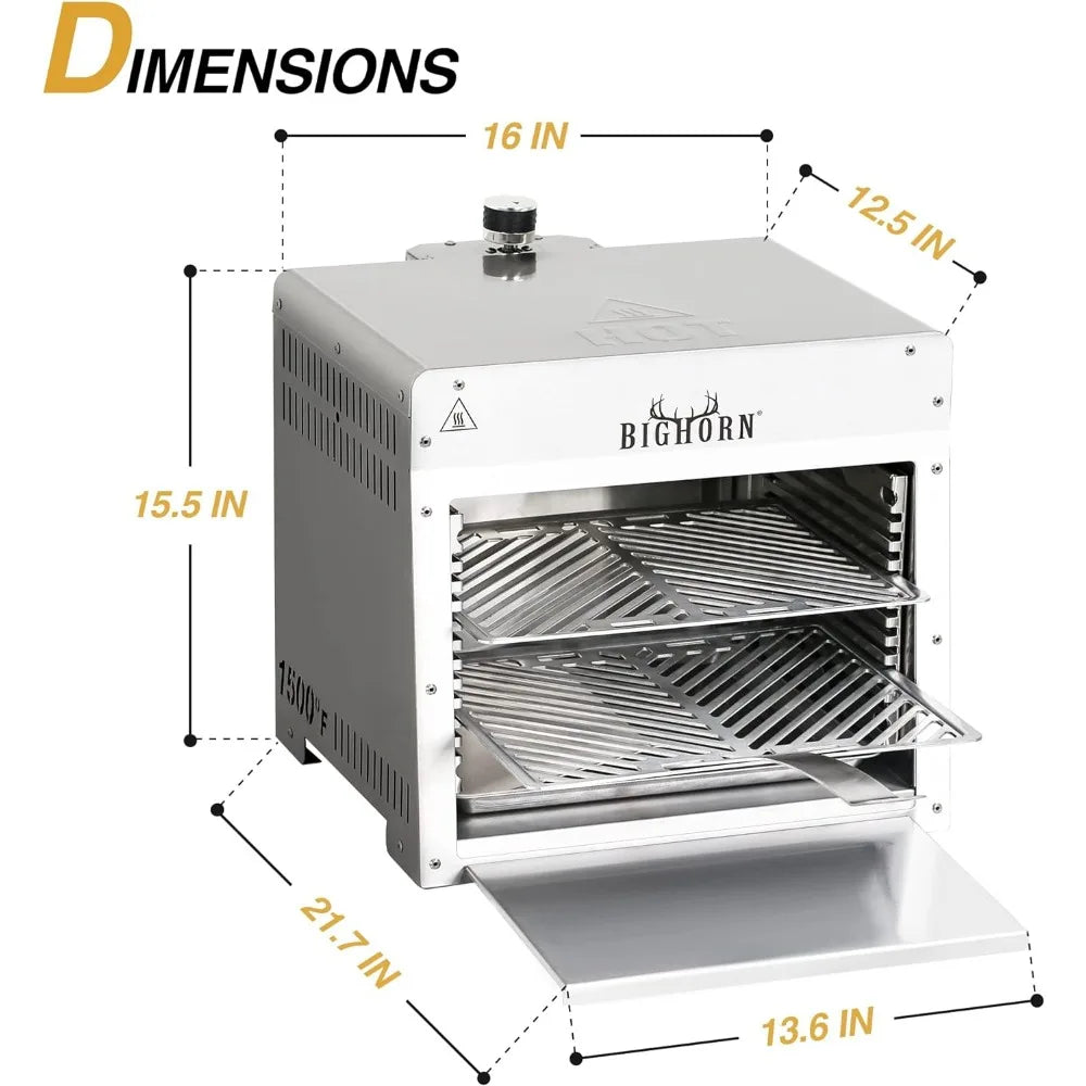 Portable Infrared Broiler Propane Gas Grill, 1500 Degree Stainless Steel Tabletop Quick Cooking Steak Grill