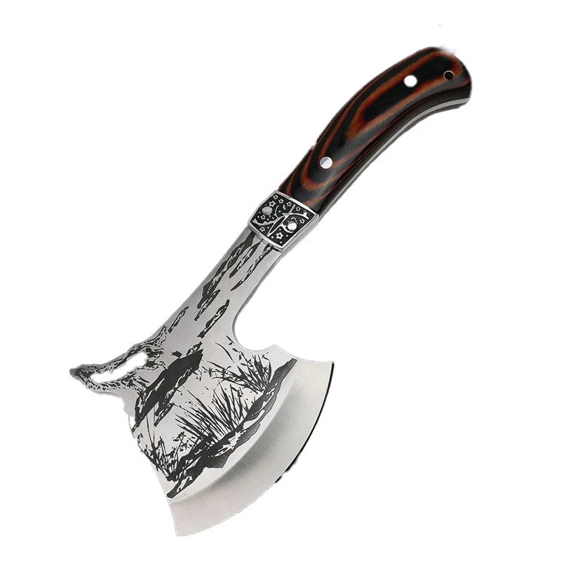Outdoor camping axe, colored wood axe, mountain axe, stainless steel high hardness axe, fire axe, vehicle mounted axe