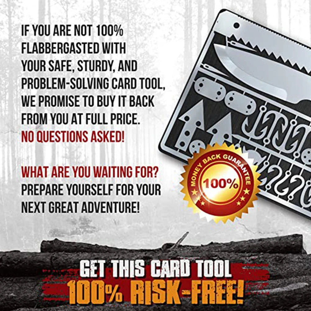 Outdoor EDC Survival Fishing Hook Card Stainless Steel Camping Hiking Tool Cards Multifunction Tool Card EDC Camping Survival