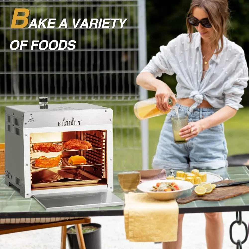 Portable Infrared Broiler Propane Gas Grill, 1500 Degree Stainless Steel Tabletop Quick Cooking Steak Grill
